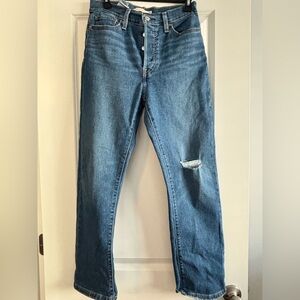 Levi's Wedgie Straight Fit Distressed Blue Jeans